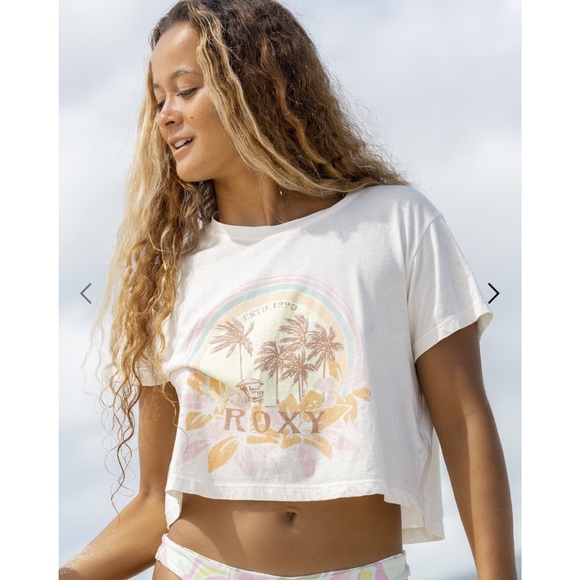 NWT Roxy Haleiwa Moment Cropped Baby T Shirt - Picture 2 of 12